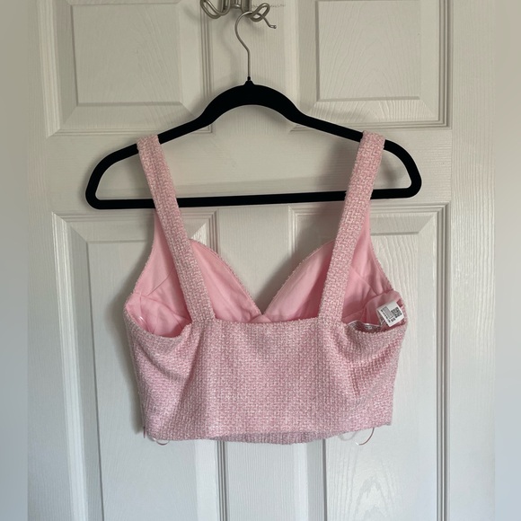 NWOT Endless rose pink and white tweed crop top - Picture 3 of 3
